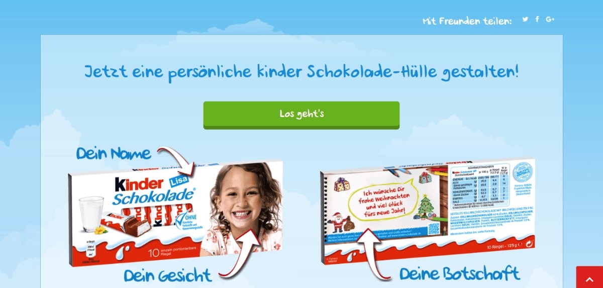 Kinder Schokolade Online-Shop