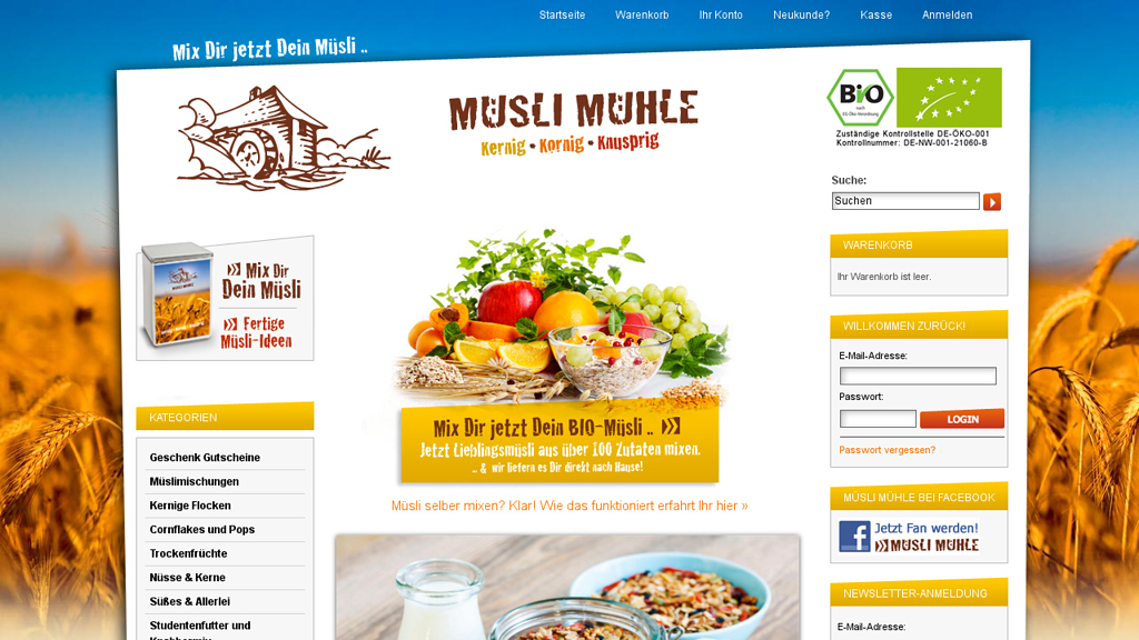 Müsli Mühle Online-Shop